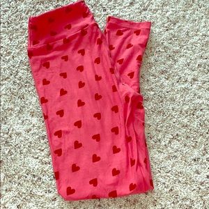 Pink and red heart Lularoe leggings Onesize